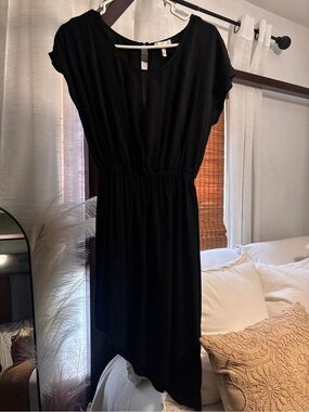 Jore Black Short Sleeve Asymmetrical Hem Dress